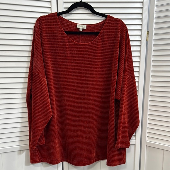 Rust Red Ribbed Sweater - Picture 1 of 2